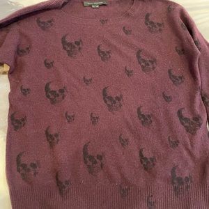 Maroon Skull Cashmere Sweater in Gorgeous Maroon.
